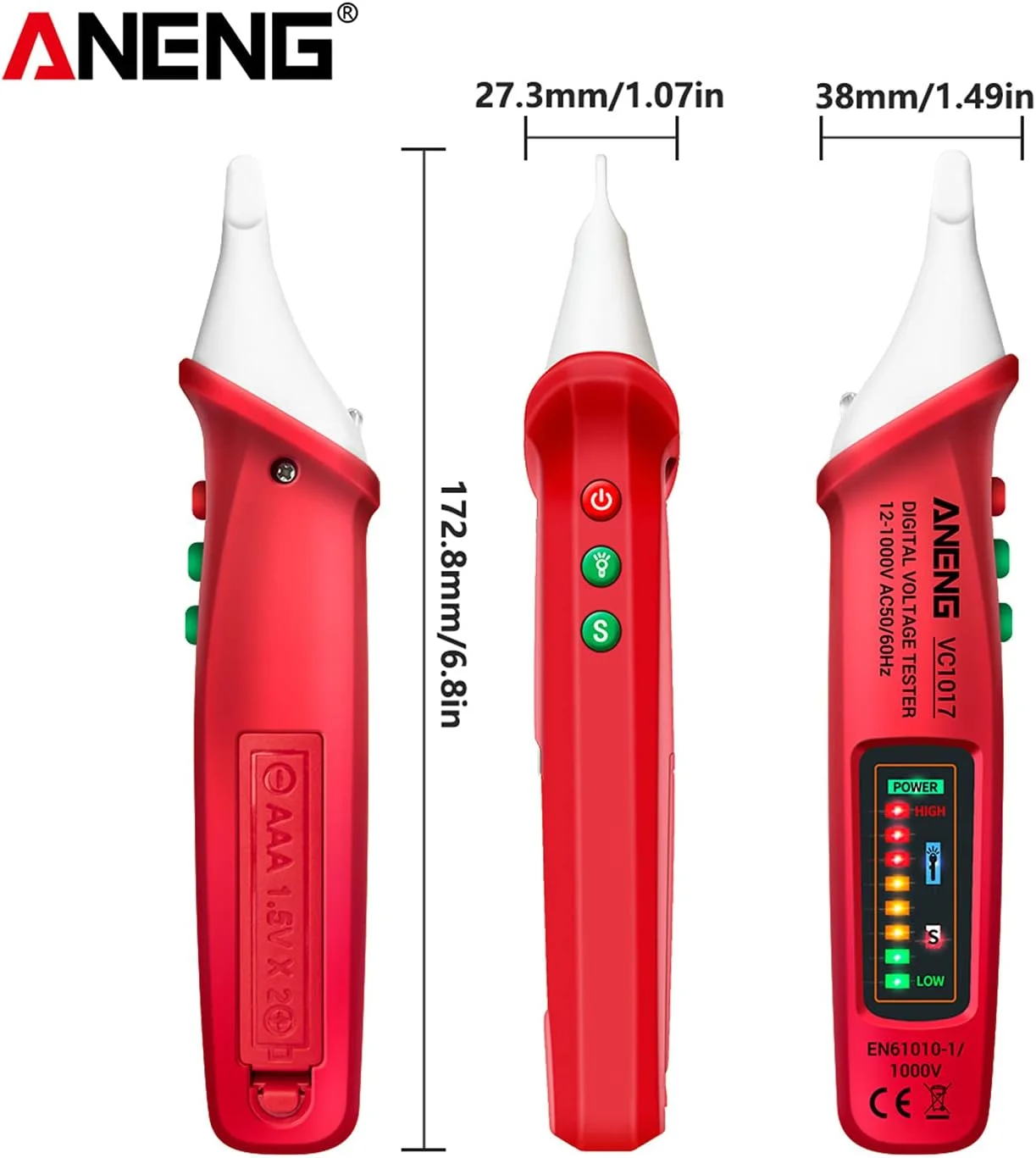 قلم تست ولتاژ AC مدل Fawoonu VC1017، قلم تست ولتاژ نوع قلمی NCV، قلم تست هوشمند تشخیص خط برای تکنسین برق قلم تست ولتاژ AC مدل Fawoonu VC1017، قلم تست ولتاژ نوع قلمی NCV، قلم تست هوشمند تشخیص خط برای تکنسین برق
