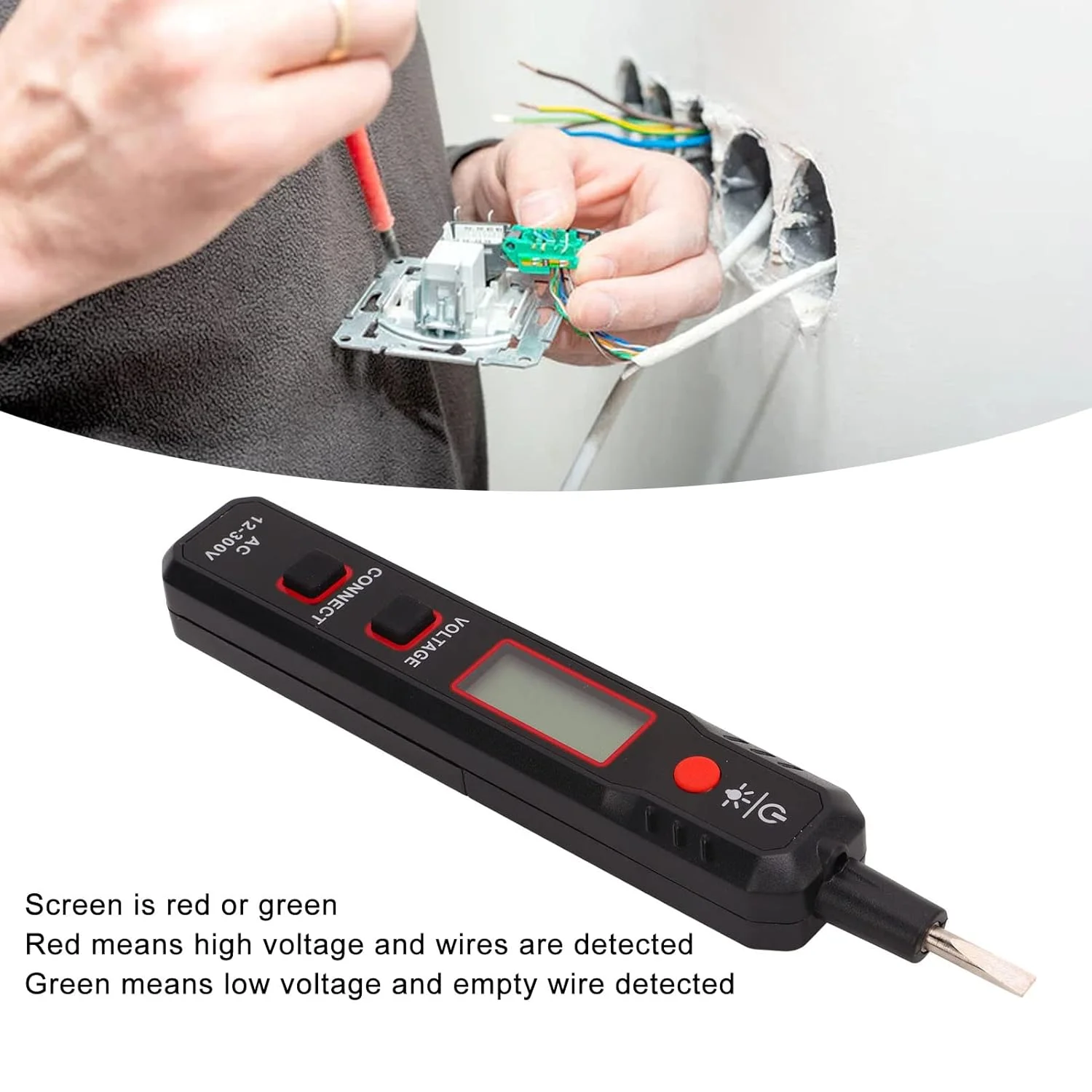 قلم تست ولتاژ NDNCZDHC مدل HT89، قلم تست ولتاژ غیر تماسی AC 12-300 ولت، ابزار برق کار، قلم تست برق، تست ولتاژ الکتریکی