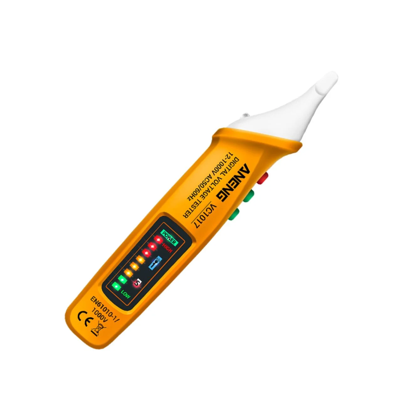 ولت متر 3 عددی مدادی شکل با هشدار صوتی و نوری، قلم تست دیجیتال برق، آشکارساز ولتاژ، بدنه ABS (رنگ: زرد، اندازه :