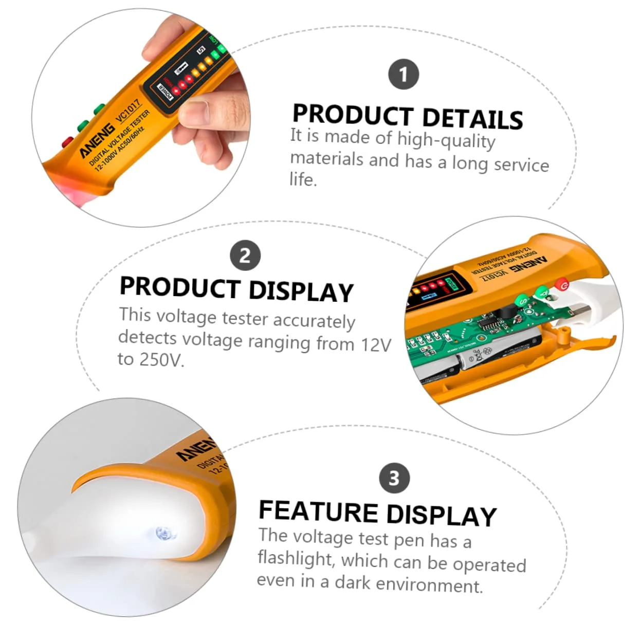 ولت متر 3 عددی مدادی شکل با هشدار صوتی و نوری، قلم تست دیجیتال برق، آشکارساز ولتاژ، بدنه ABS (رنگ: زرد، اندازه : ولت متر 3 عددی مدادی شکل با هشدار صوتی و نوری، قلم تست دیجیتال برق، آشکارساز ولتاژ، بدنه ABS (رنگ: زرد، اندازه :