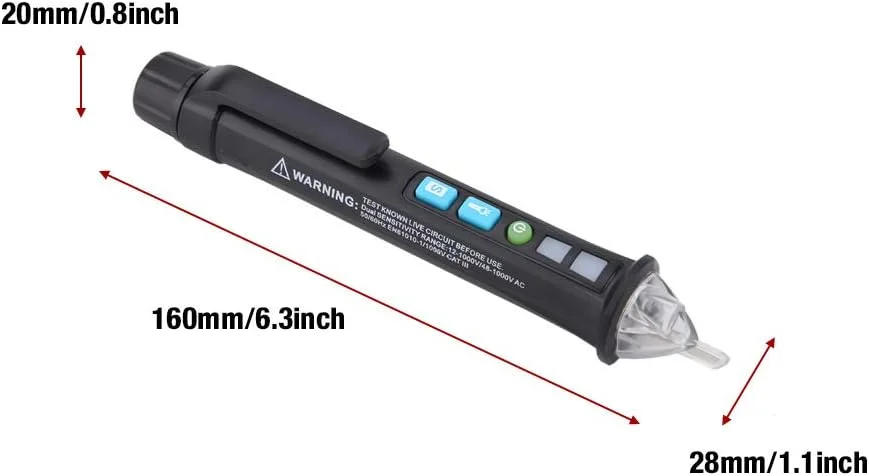 قلم تست ولتاژ ZAIED، قلم تشخیص ولتاژ غیر تماسی الکتریکی دو حالته AC 12-1000V ابزار تعمیر برای تشخیص سیم