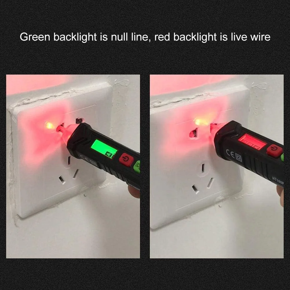 تستر ولتاژ غیر تماسی Fafeicy مدل HT100P، تستر الکتریکی AC با دو محدوده 12V-1000V/48V-1000V، قلم تست مدار، نشانگر چرخش 3 فاز، قلم تست الکتریکی با چراغ قوه LED، آلارم Buzzer