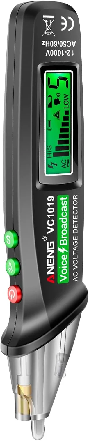 قلم تست ولتاژ، قلم تست دیجیتال ال سی دی غیر تماسی ANENG VC1019 با قابلیت تنظیم حساسیت، نشانگر لیزری، آلارم صوتی/نوری و چراغ قوه قلم تست ولتاژ، قلم تست دیجیتال ال سی دی غیر تماسی ANENG VC1019 با قابلیت تنظیم حساسیت، نشانگر لیزری، آلارم صوتی/نوری و چراغ قوه