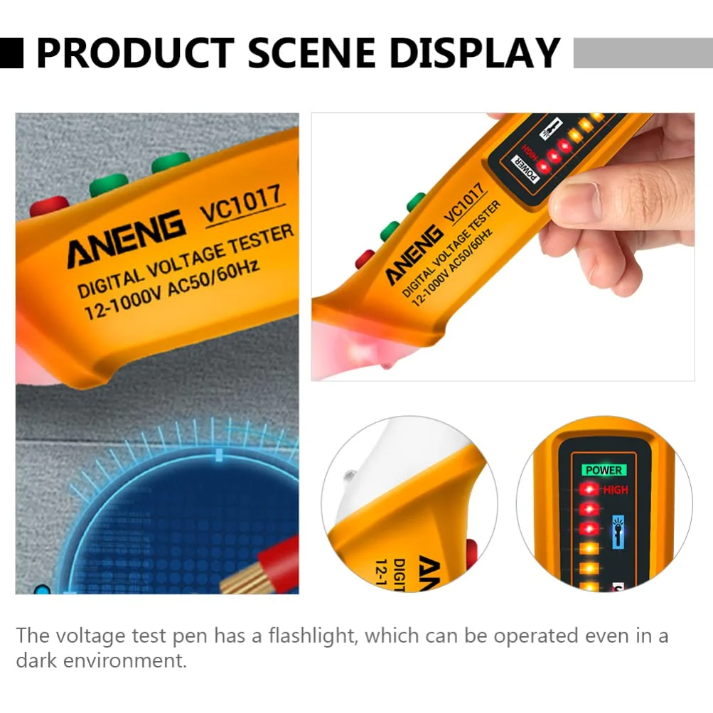 تستر ولتاژ غیر تماسی بادوام، قلم تست ولتاژ قابل حمل با چراغ قوه