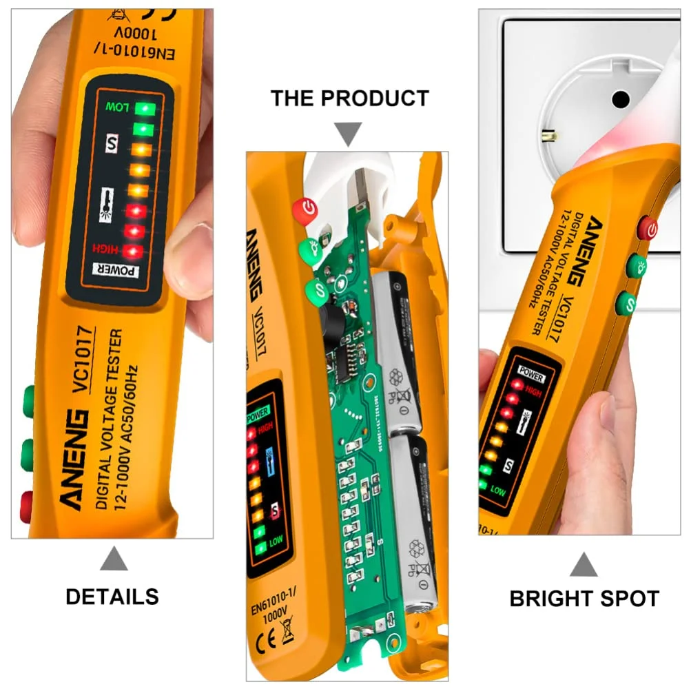 تستر ولتاژ غیر تماسی بادوام، قلم تست ولتاژ قابل حمل با چراغ قوه