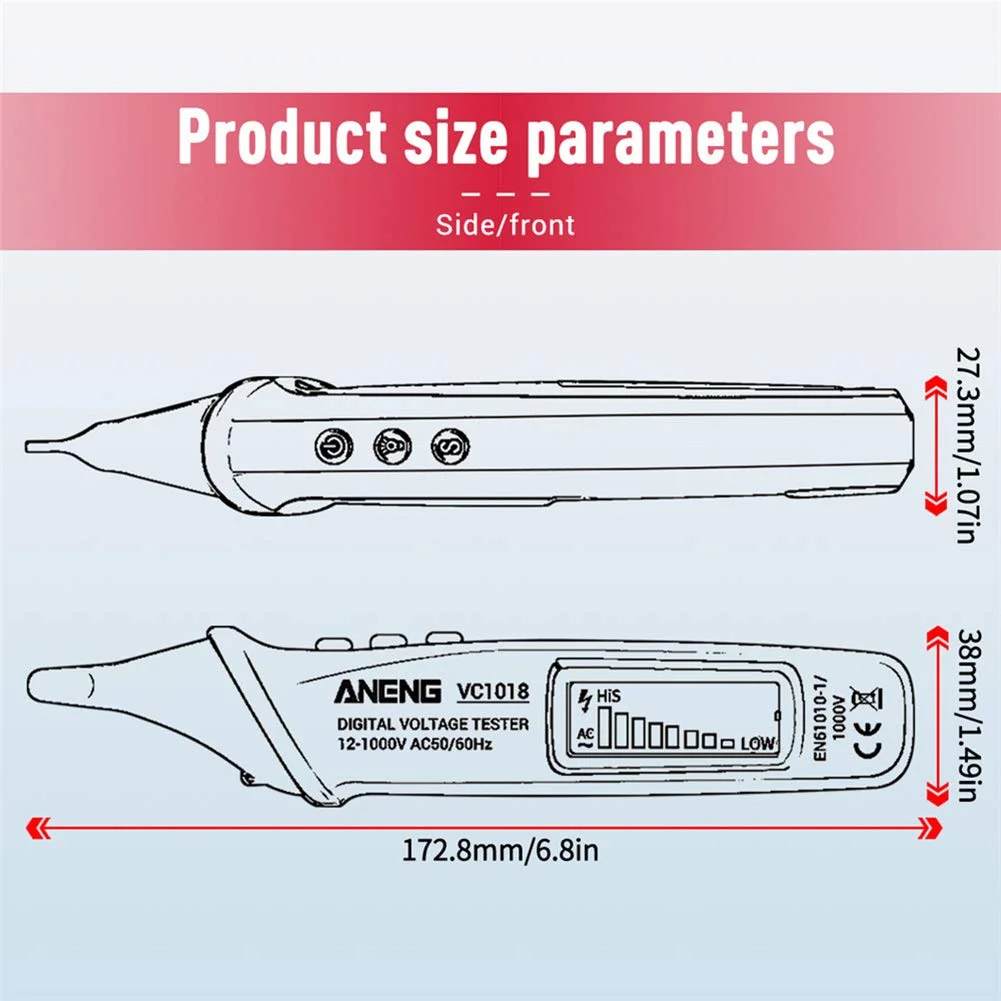 قلم تست سنسور، ولت متر هوشمند دیجیتال AC با محدوده 12 تا 1000 ولت