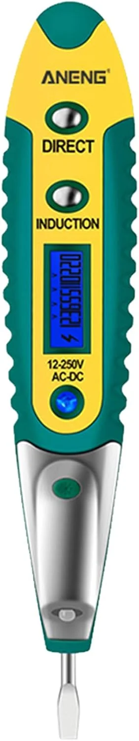 قلم تست ولتاژ دیجیتال LCD مدل GoolRC VD700 AC/DC 12-250V، قلم تست ولتاژ، پیچ گوشتی برقی، قلم چند منظوره تشخیص ولتاژ با نور کمکی LED