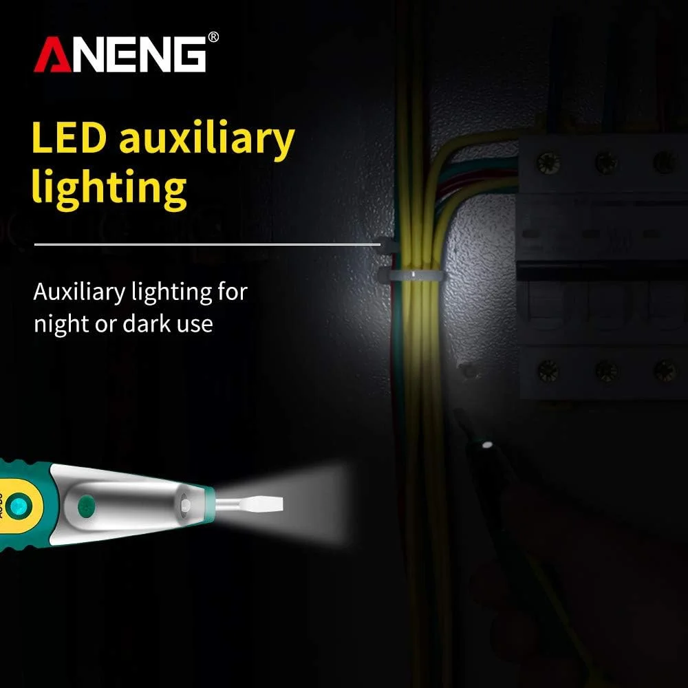 قلم تست ولتاژ دیجیتال LCD مدل GoolRC VD700 AC/DC 12-250V، قلم تست ولتاژ، پیچ گوشتی برقی، قلم چند منظوره تشخیص ولتاژ با نور کمکی LED