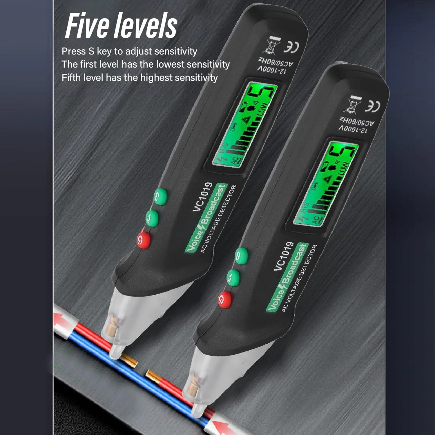 قلم تست ولتاژ غیر تماسی NDNCZDHC 12-1000 ولت، ابزار تست ولتاژ با آلارم صدا و نور، قلم تست برق با 5 سطح حساسیت قابل تنظیم قلم تست ولتاژ غیر تماسی NDNCZDHC 12-1000 ولت، ابزار تست ولتاژ با آلارم صدا و نور، قلم تست برق با 5 سطح حساسیت قابل تنظیم