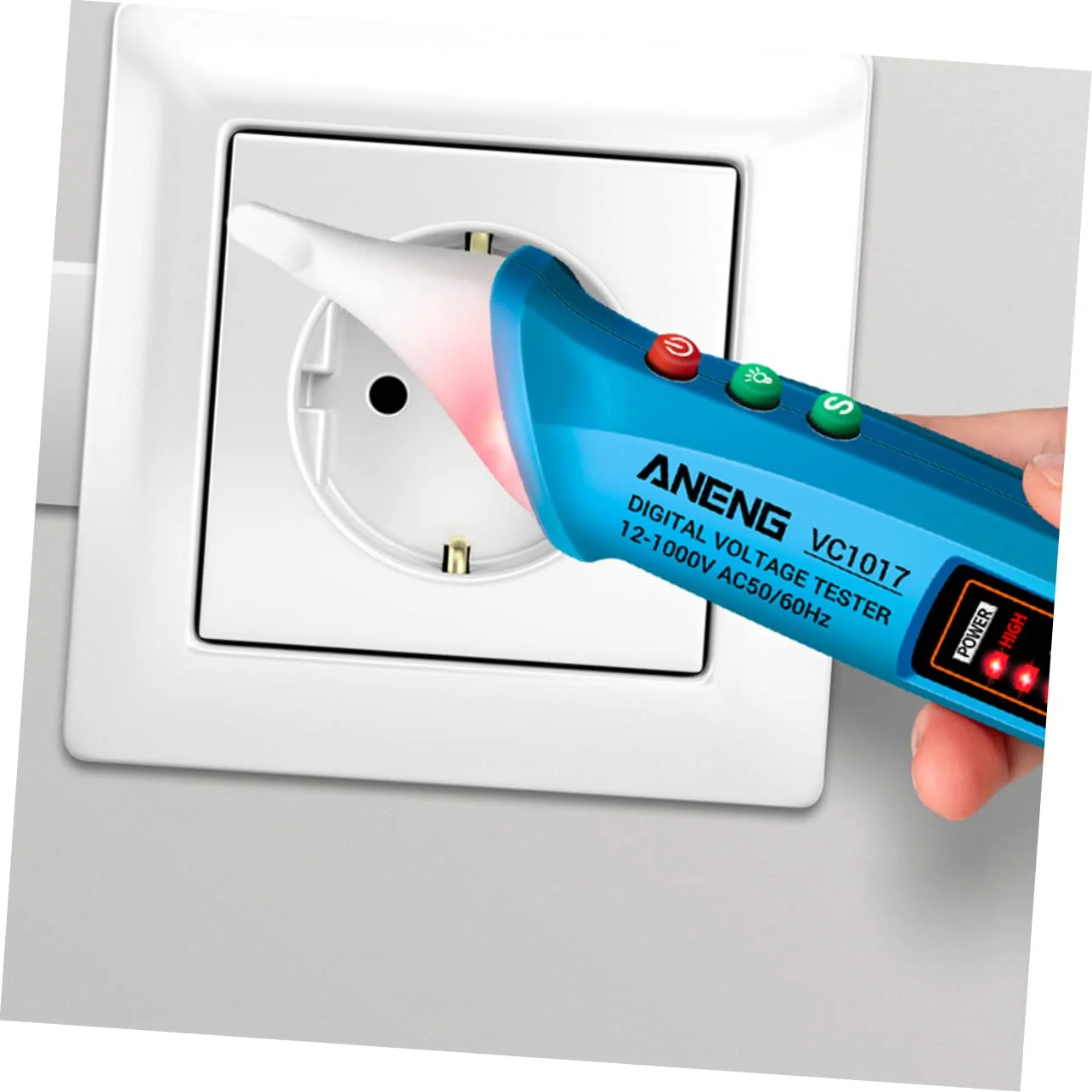 ولت متر 3 عددی مدادی شکل با هشدار صوتی و نوری، قلم تست دیجیتال برق، تستر ولتاژ، ولت متر دیجیتال الکتریکی، قلم تست برق، ردیاب ولتاژ ABS (رنگ: آبی، سایز: 1)