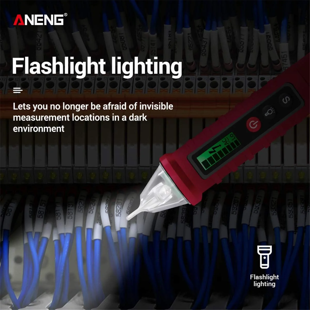 تستر ولتاژ AC غیر تماسی Joleritc VC1010 با حساسیت متغیر 12V-1000V، قلم تست برق دو رنج، نمایشگر LCD، ولتاژ قابل حمل با بوق و چراغ قوه تستر ولتاژ AC غیر تماسی Joleritc VC1010 با حساسیت متغیر 12V-1000V، قلم تست برق دو رنج، نمایشگر LCD، ولتاژ قابل حمل با بوق و چراغ قوه