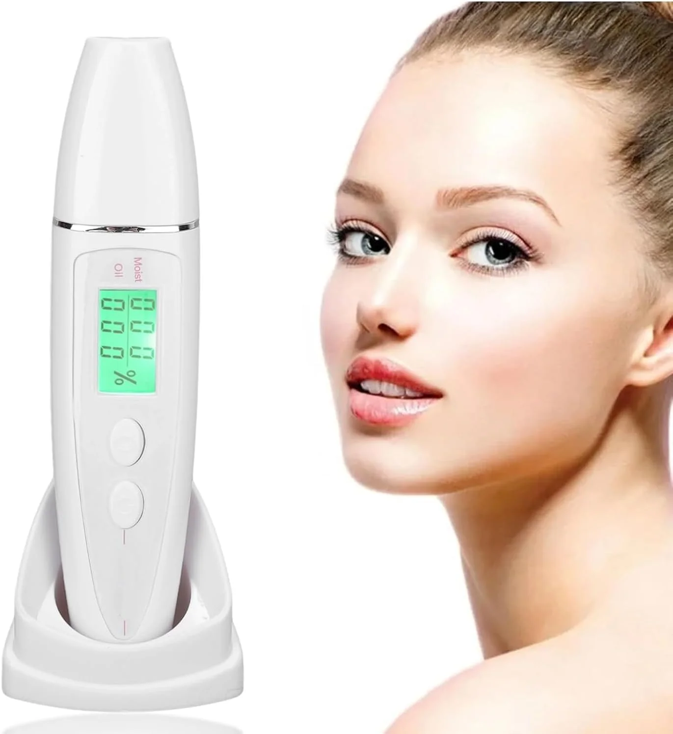 تستر رطوبت پوست، دستگاه دیجیتال ال سی دی دقیق برای تجزیه و تحلیل میزان رطوبت و چربی پوست، مینی تستر قابل حمل پوست صورت، قلم تشخیص آب و چربی با پایه جهانی، عملکرد پرس و جوی داده های تاریخی