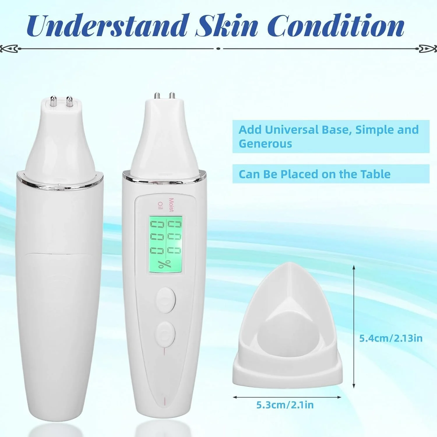 تستر رطوبت پوست، دستگاه دیجیتال ال سی دی دقیق برای تجزیه و تحلیل میزان رطوبت و چربی پوست، مینی تستر قابل حمل پوست صورت، قلم تشخیص آب و چربی با پایه جهانی، عملکرد پرس و جوی داده های تاریخی