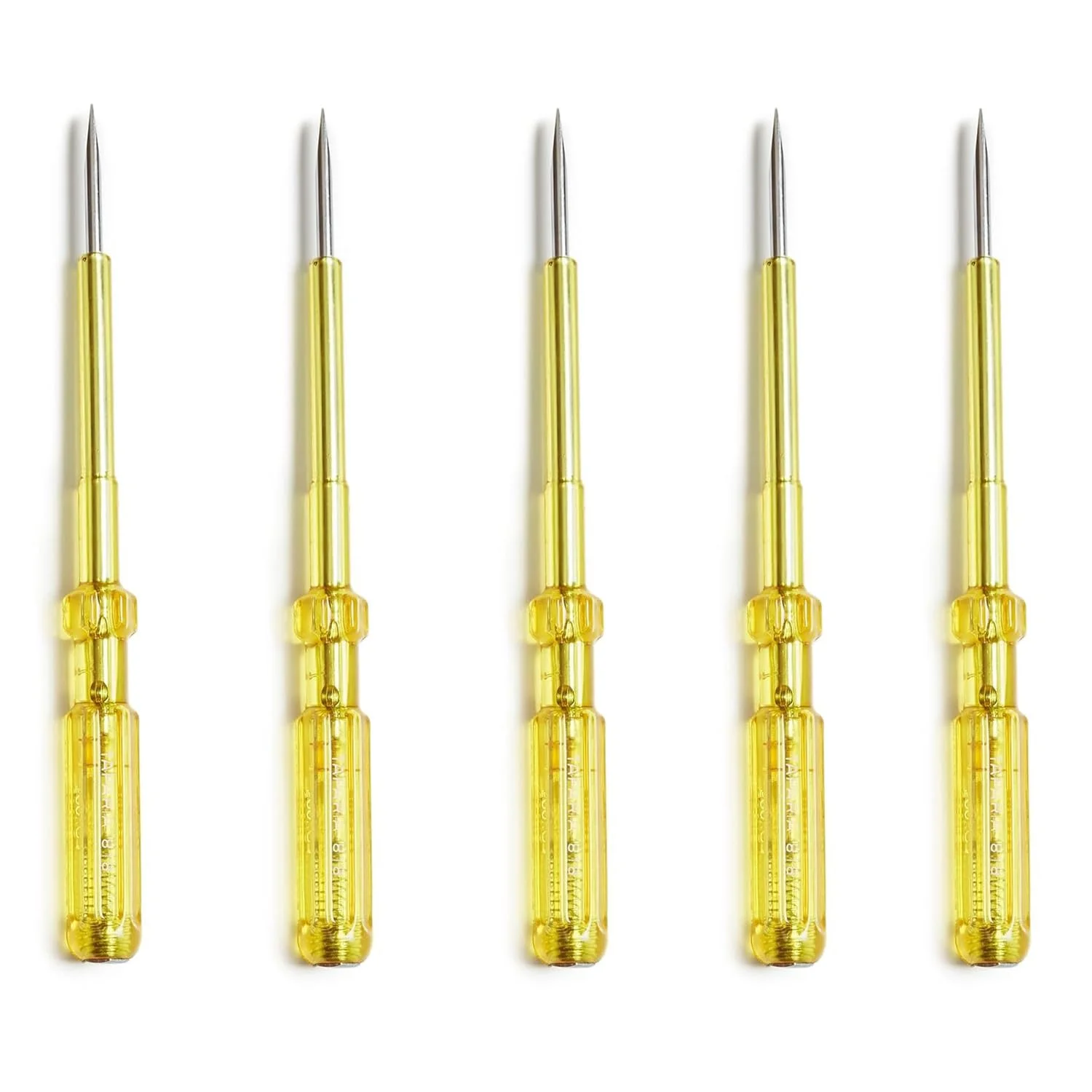 تستر ولتاژ سیلتوکس زرد 200 میلی متر | قلم تست برق برای تست مدارهای AC | دسته عایق | جمع و جور و بادوام (5 عدد)