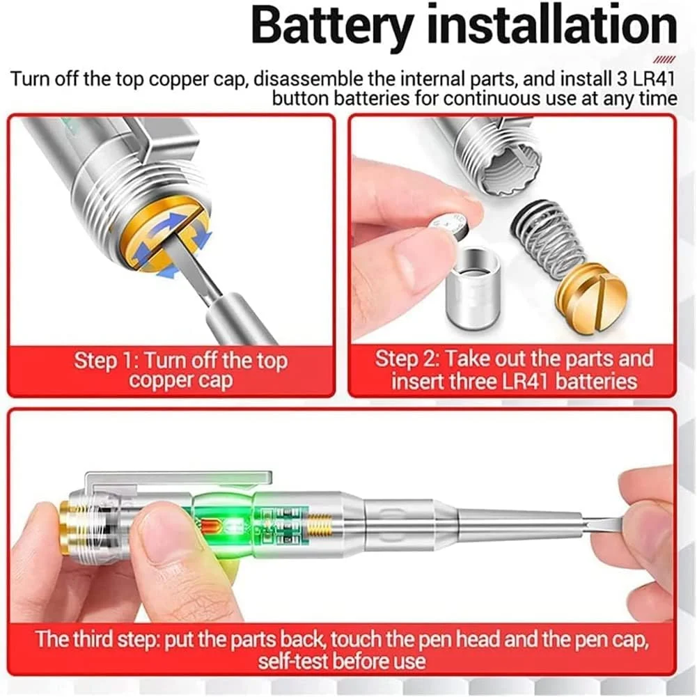 دو عدد قلم تست مدار الکتریکی 24-250 ولت، قلم تست الکتریکی پاسخگو، با چراغ نشانگر LED ضد آب دو عدد قلم تست مدار الکتریکی 24-250 ولت، قلم تست الکتریکی پاسخگو، با چراغ نشانگر LED ضد آب
