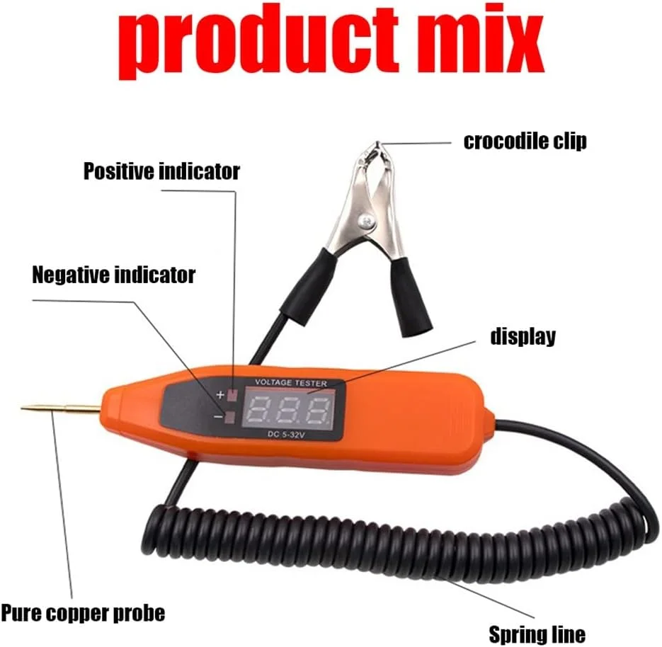 تستر سیستم الکتریکی QIVGXBO با نمایشگر دیجیتال، قلم تست ولتاژ خودرو، پروب قدرت مدادی Leunlee تستر سیستم الکتریکی QIVGXBO با نمایشگر دیجیتال، قلم تست ولتاژ خودرو، پروب قدرت مدادی Leunlee