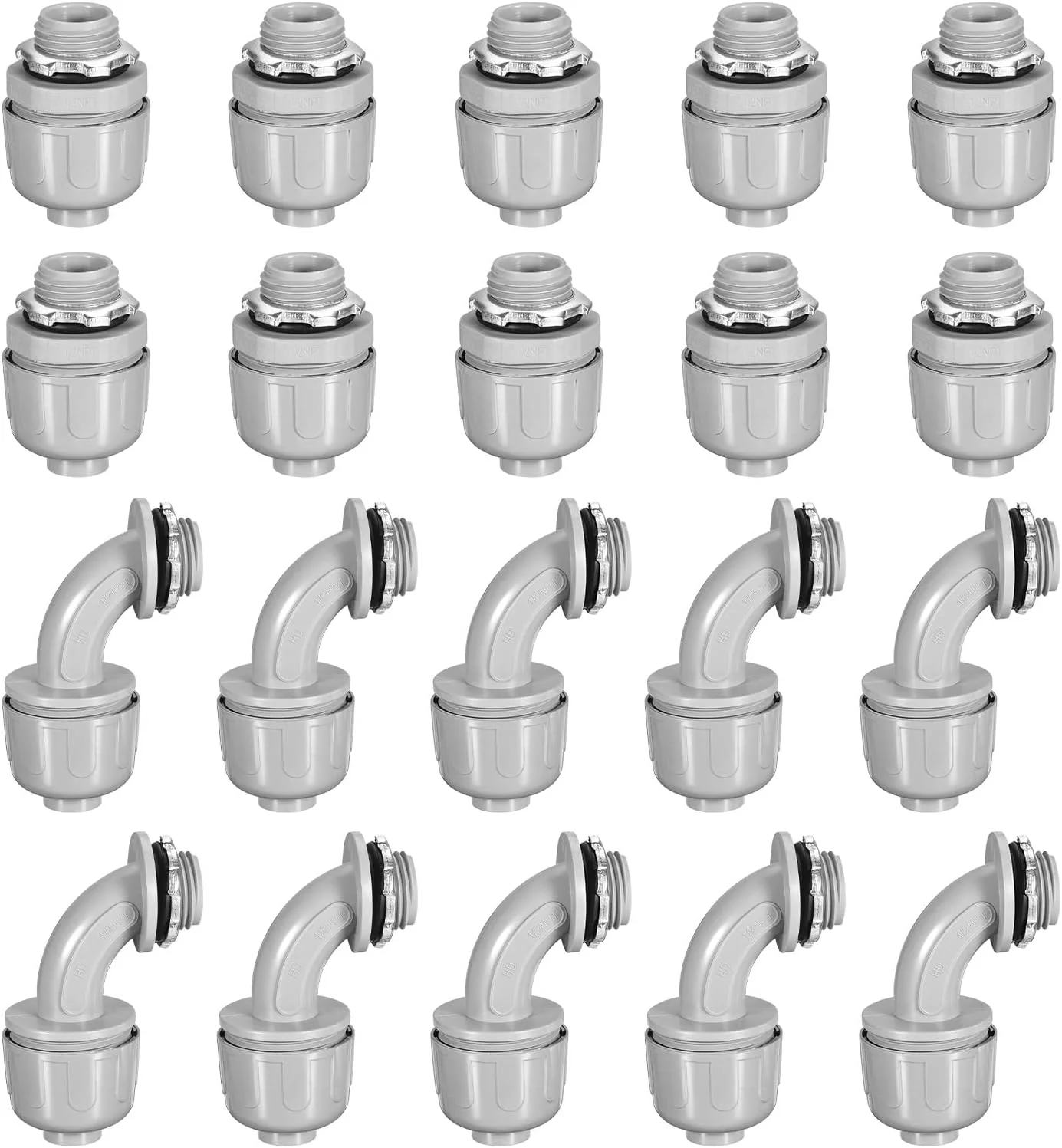 اتصالات لوله برق PVC ضد آب QUARKZMAN، سایز ½ اینچ NPT، شامل 30 عدد اتصالات مستقیم و زاویه دار 90 و 180 درجه اتصالات لوله برق PVC ضد آب QUARKZMAN، سایز ½ اینچ NPT، شامل 30 عدد اتصالات مستقیم و زاویه دار 90 و 180 درجه