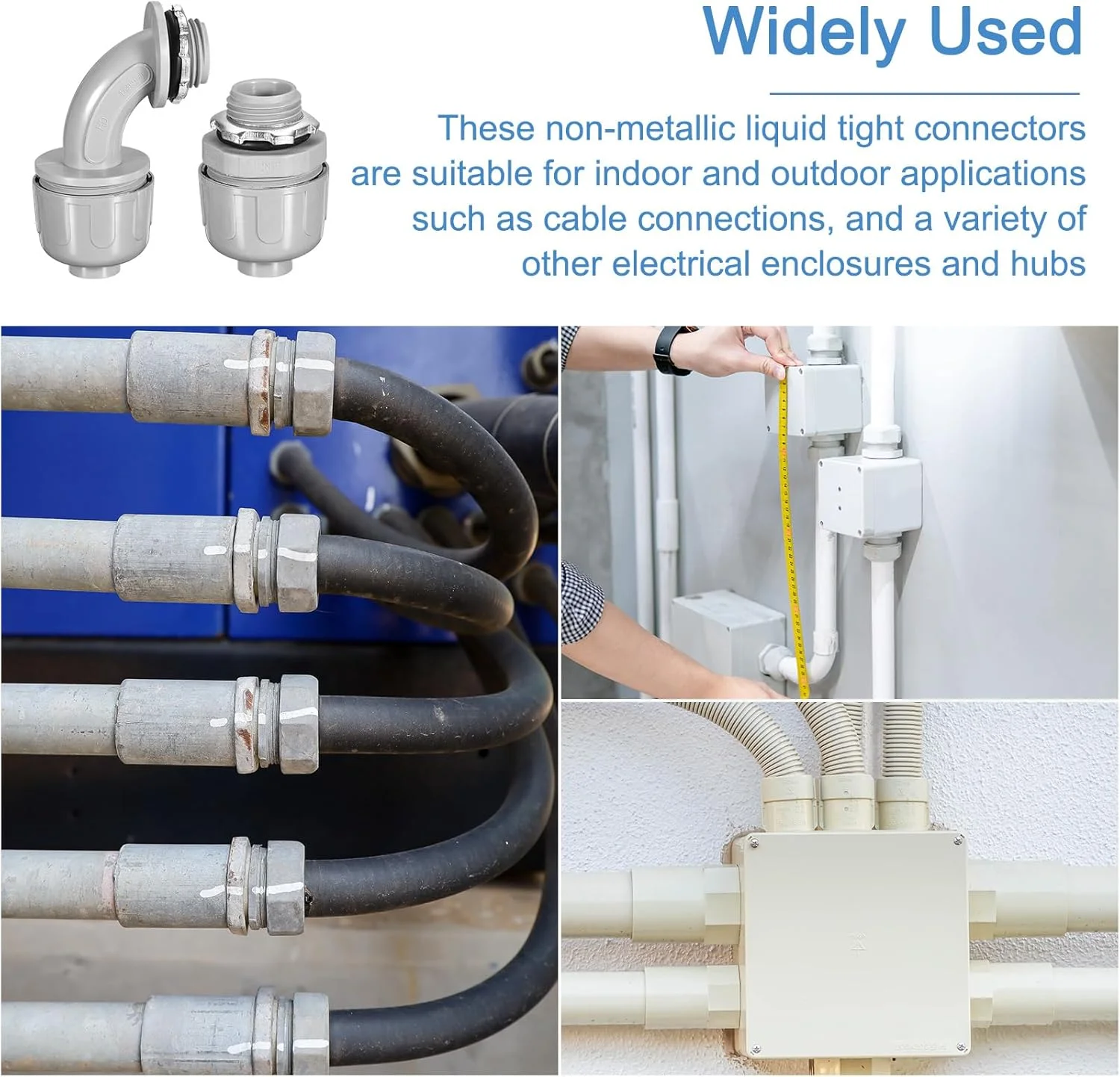 اتصالات لوله برق PVC ضد آب QUARKZMAN، سایز ½ اینچ NPT، شامل 30 عدد اتصالات مستقیم و زاویه دار 90 و 180 درجه اتصالات لوله برق PVC ضد آب QUARKZMAN، سایز ½ اینچ NPT، شامل 30 عدد اتصالات مستقیم و زاویه دار 90 و 180 درجه