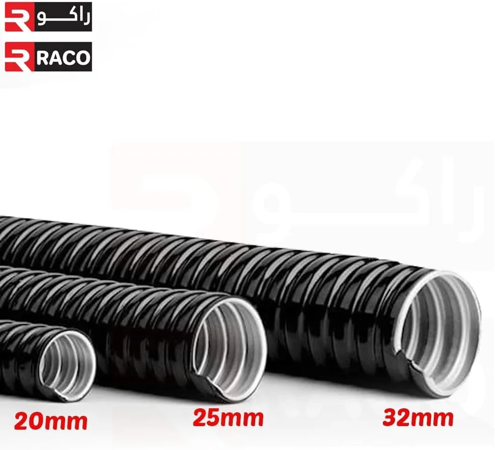 لوله خرطومی فلزی روکش PVC مشکی RACO Electrical GI برای محافظت از کابل (32 میلی متر) لوله خرطومی فلزی روکش PVC مشکی RACO Electrical GI برای محافظت از کابل (32 میلی متر)