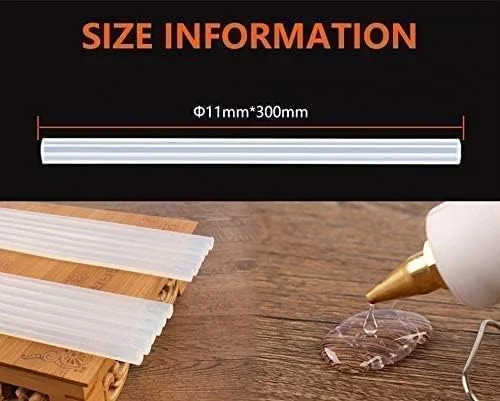 چسب حرارتی شفاف تفنگی تایوانی (۲۵ عدد، ۱۱x۳۰۰ میلی متر، شفاف)