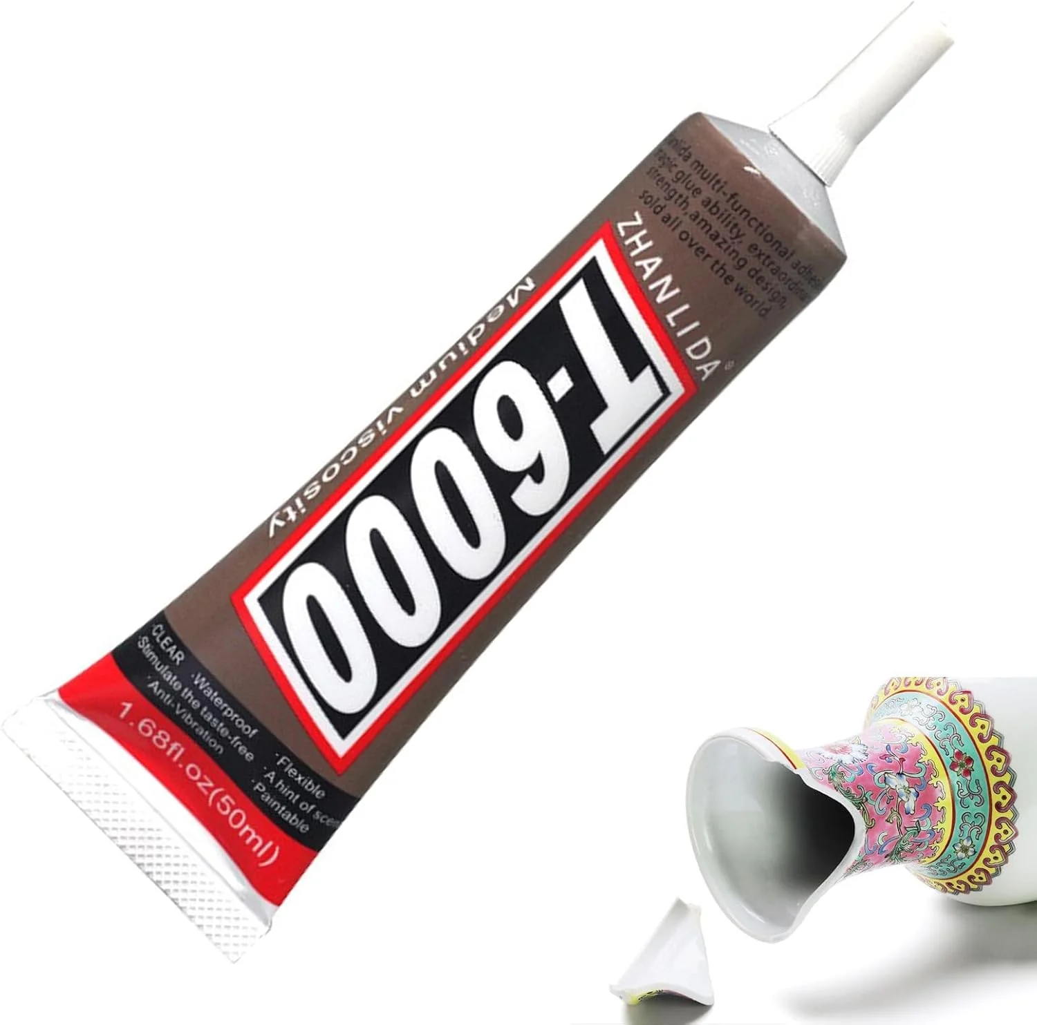 چسب سرامیک، چسب کاشی مقاوم در برابر حرارت، چسب فوق العاده شفاف فوری، درزگیر ضد آب، چسب قوی و انعطاف پذیر برای صنایع دستی، مناسب برای صنایع دستی DIY، شیشه، پلاستیک، فلز، جواهرات، چوب، لاستیک (50 میلی لیتر)