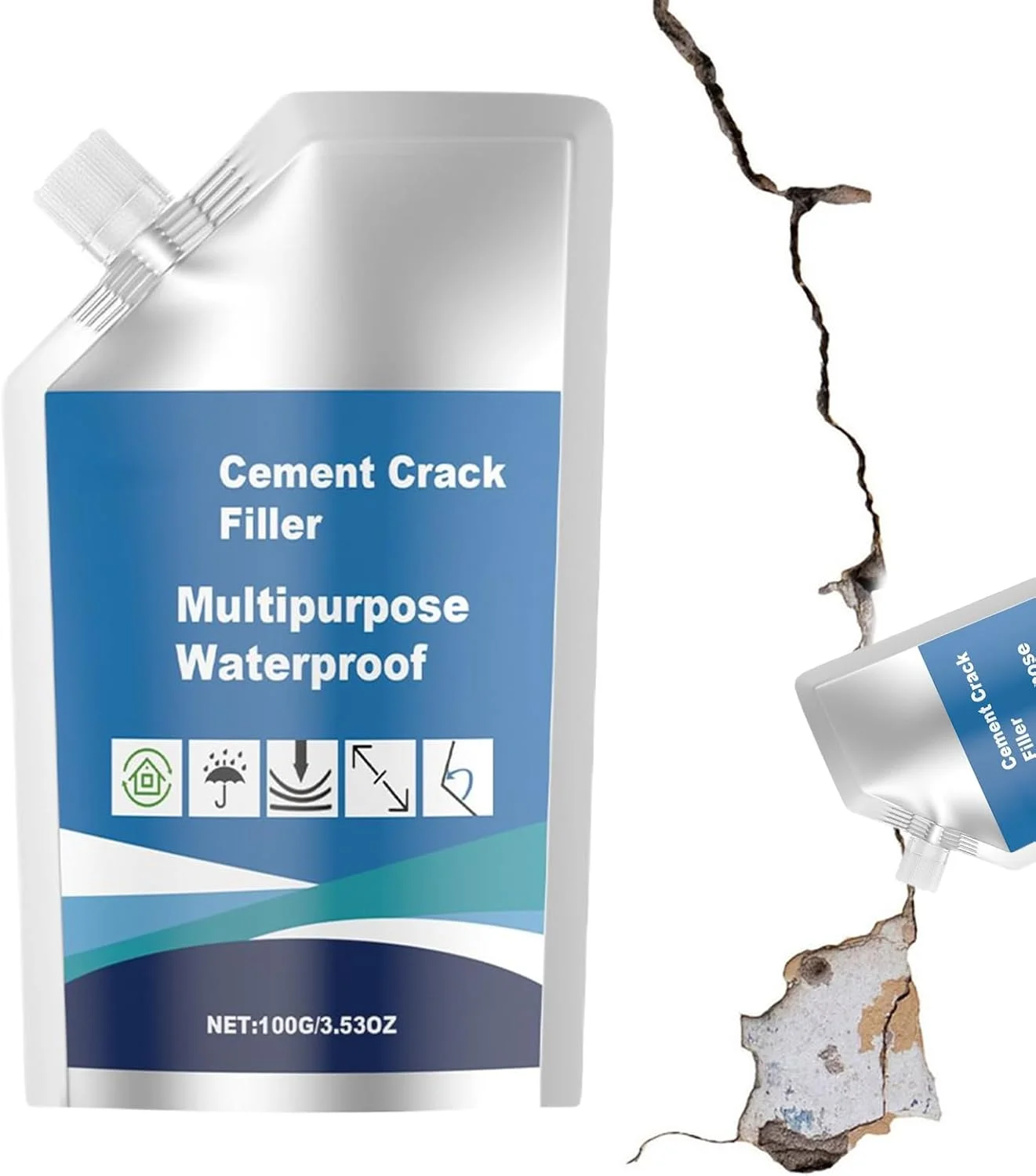 چسب ترمیم ترک بتن - چسب ترمیم ترک بتن، درزگیر سنگین 100 گرمی ضد آب برای دیوار، زمین، پیاده رو، زیرزمین، کارگاه ساختمانی، گاراژ