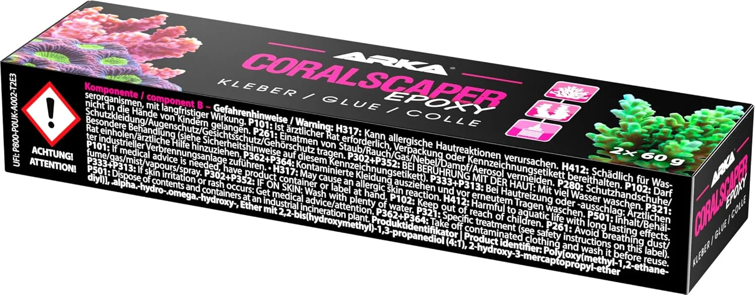 چسب اپوکسی مرجانی - ARKA Coralscaper 120 گرم - چسب دو جزئی برای ثابت کردن ایمن مرجان ها، صخره های ریف و دکوراسیون آکواریوم آب شور - چسبندگی قوی در زیر آب - رنگ طبیعی