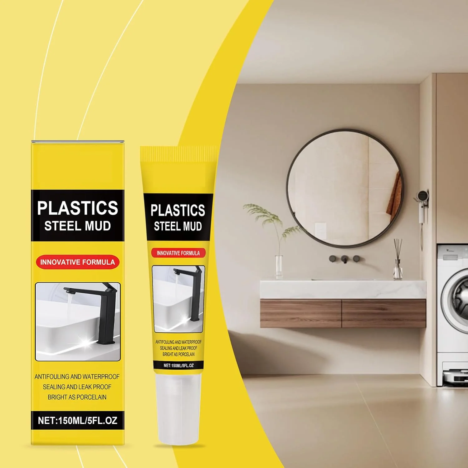 چسب ساختمانی برای کارهای سنگین، تیوب فشاری سفید، چسب قوی و ضد آب برای چوب، فلز، سرامیک، پلاستیک، بتن، مناسب برای مصارف صنعتی و تعمیرات خانگی