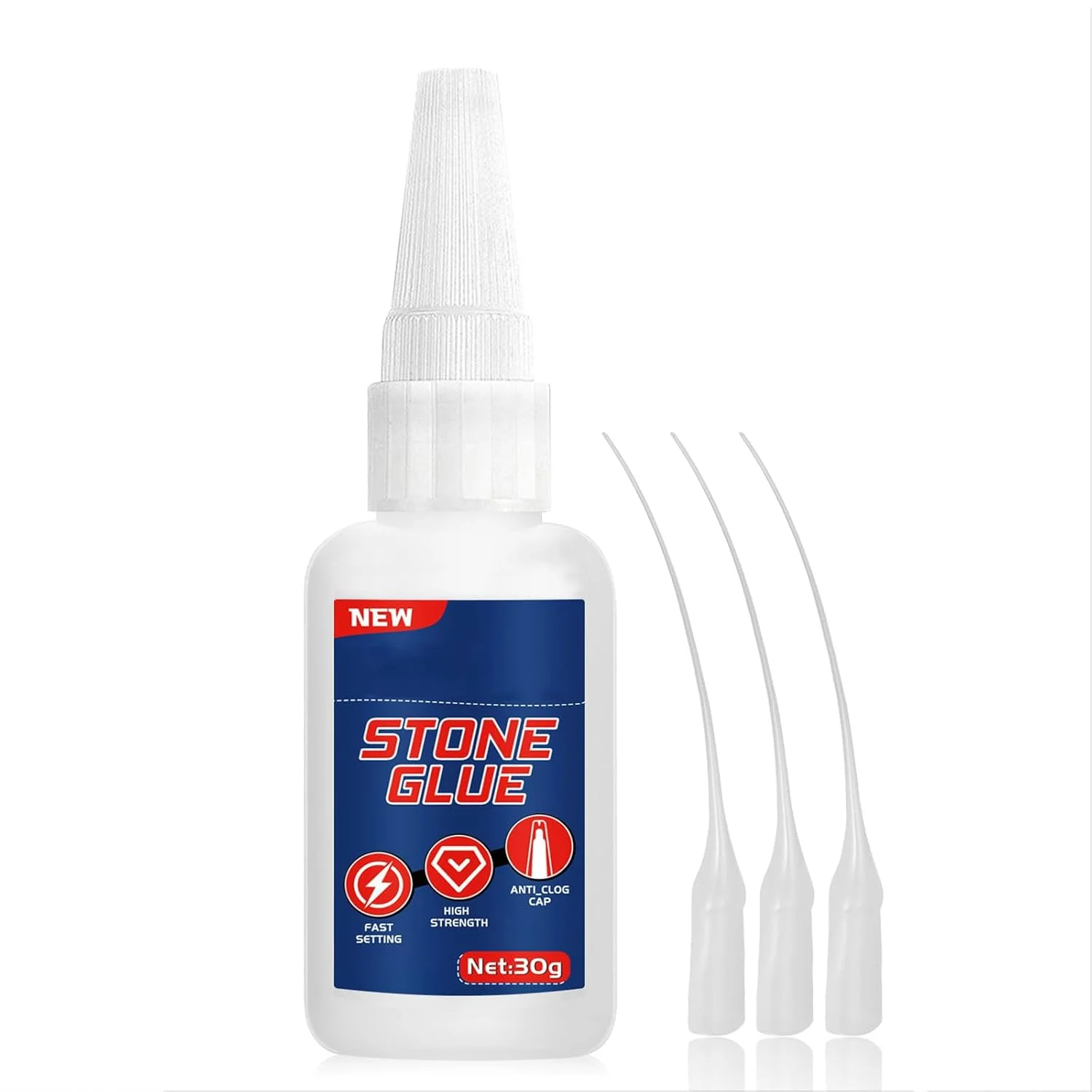 چسب فوق العاده قوی برای سنگ، چسب سیانواکریلات برای مرمر، گرانیت، کاشی، کارهای DIY، با درپوش ضد گرفتگی، ضد آب، مقاوم در برابر حرارت (چسب سنگ، 30 گرم * 1 بسته)