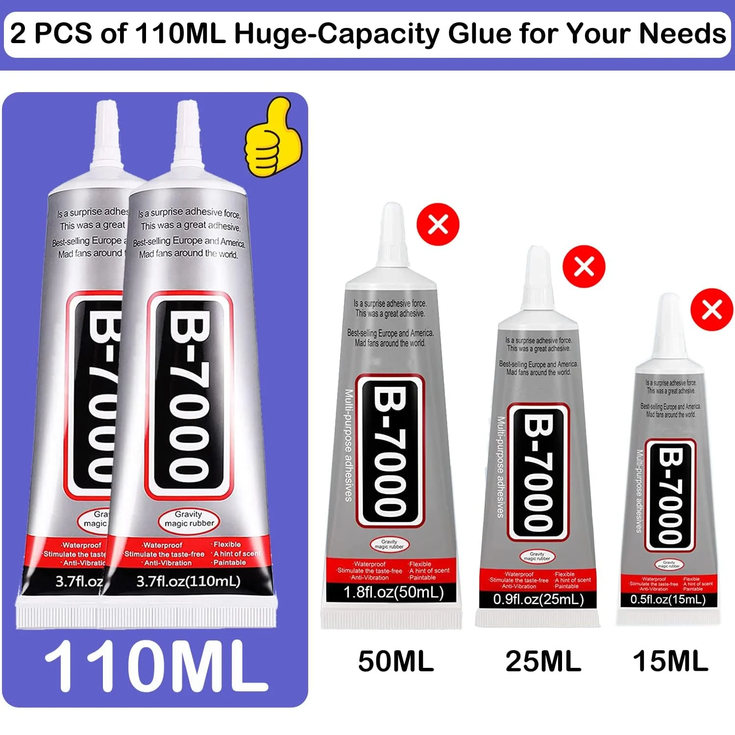 چسب سنگ B7000 Dailychic برای صنایع دستی، 2 عدد چسب شفاف 110 میلی لیتری B7000 با 5 ابزار قلم نقطه گذاری، مداد مومی و موچین، چسب جواهرات برای ساخت جواهرات DIY، آرایش، کفش، هنر ناخن