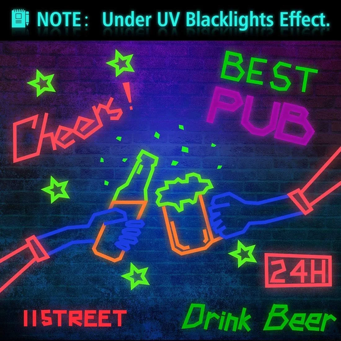 نوار چسب میخ دار واکنشگرا به نور سیاه فرابنفش DELFINO، نوارهای چسب فلورسنت نوارهای نئونی تخته سفید برای مهمانی ها نوار هنری تخته سفید تزئینات صنایع دستی نوار پارچه ای فلورسنت برای کف صحنه ها (بسته 6 عددی)