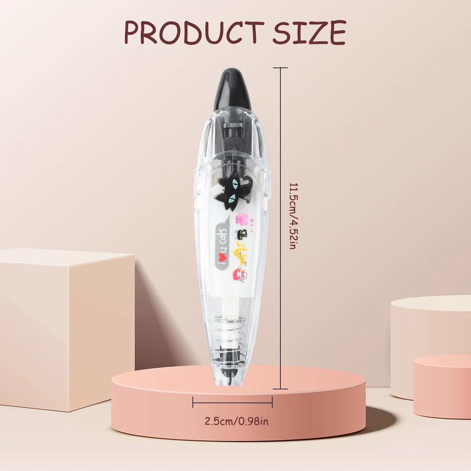 قلم تزئینی فشاری طرح حیوانات بامزه، قلم نواری جیبی، قلم نواری تزئینی توری، نوار تزئینی طرح کارتونی خلاقانه، نوارهای غلط گیر تزئینی دفترچه یادداشت