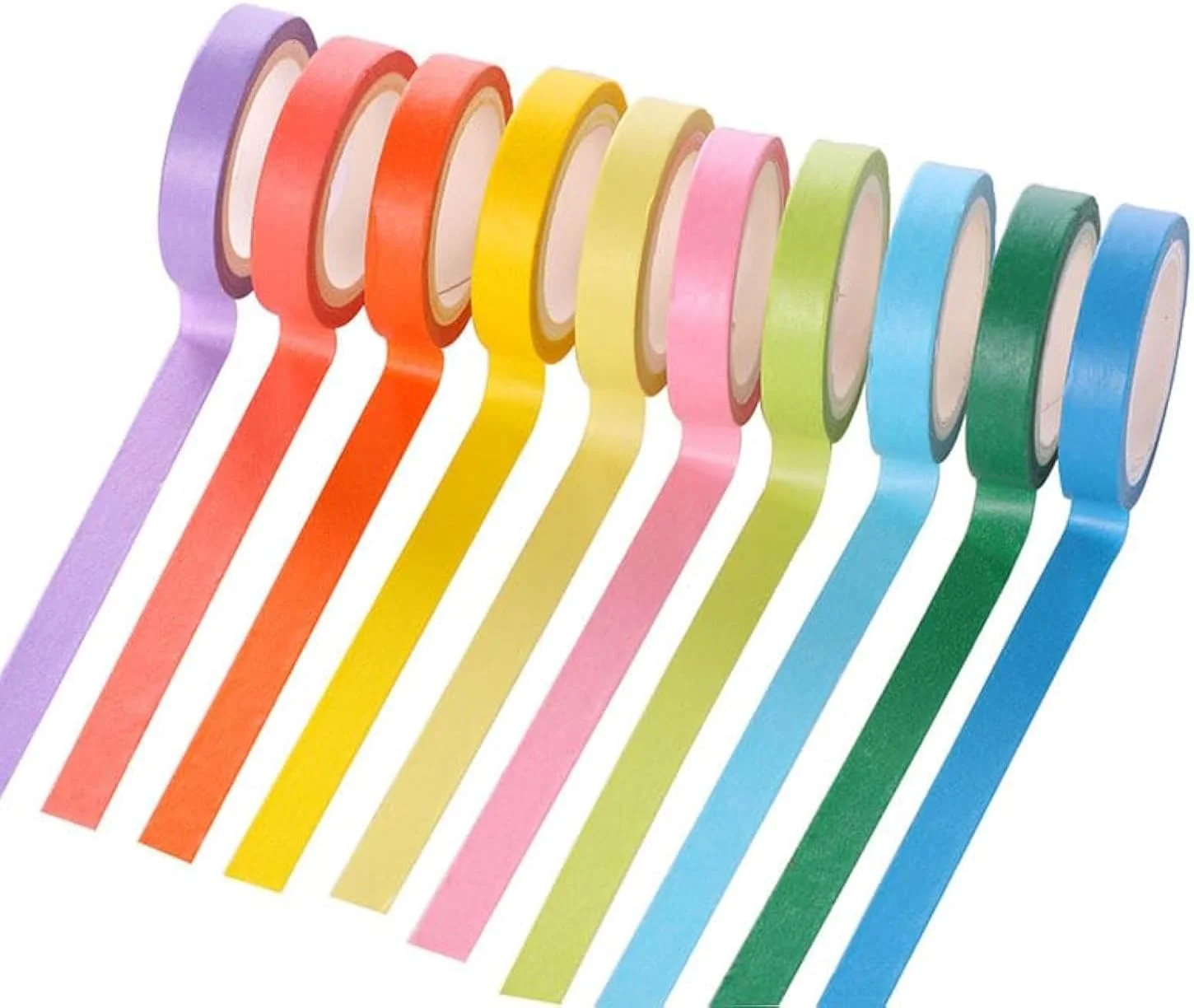 ۱۰ حلقه چسب نواری رنگی، چسب واشی رنگین کمانی، چسب کاغذی تزئینی واشی، مناسب برای برچسب زدن کودکان، هنر، صنایع دستی، دفترچه یادداشت، تزئینات کدگذاری تزئینی، لوازم آموزشی، ۷.۵ میلی متر در ۵ متر