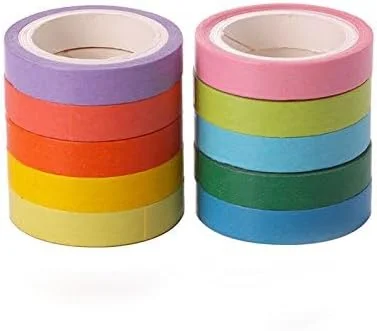 ۱۰ حلقه چسب نواری رنگی، چسب واشی رنگین کمانی، چسب کاغذی تزئینی واشی، مناسب برای برچسب زدن کودکان، هنر، صنایع دستی، دفترچه یادداشت، تزئینات کدگذاری تزئینی، لوازم آموزشی، ۷.۵ میلی متر در ۵ متر