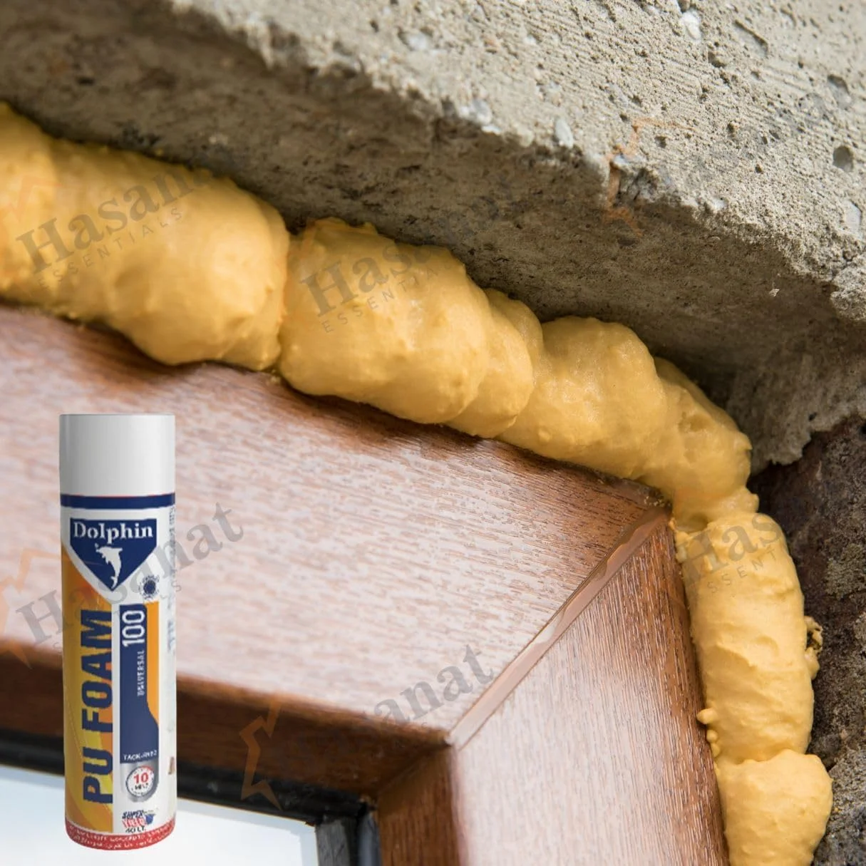 فوم عایق پلی یورتان دلفین برای درزگیری فضاهای گچی سقف و مبلمان درب، 500 میلی لیتر