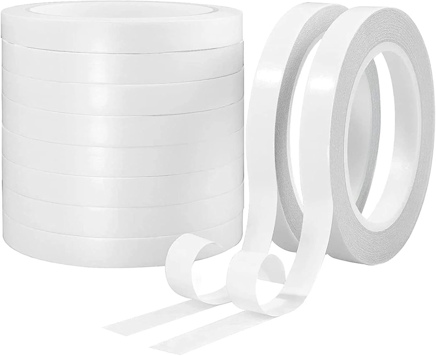 نوار چسب دو طرفه، نوار چسب دو طرفه شفاف قابل جابجایی برای هنر، صنایع دستی، عکاسی، اسکرپ بوک، قابل پاره شدن با دست، کاغذ پشتی، کارت ها، جعبه ها (10 رول) (عرض: 15 میلی متر طول کل: 80 متر)