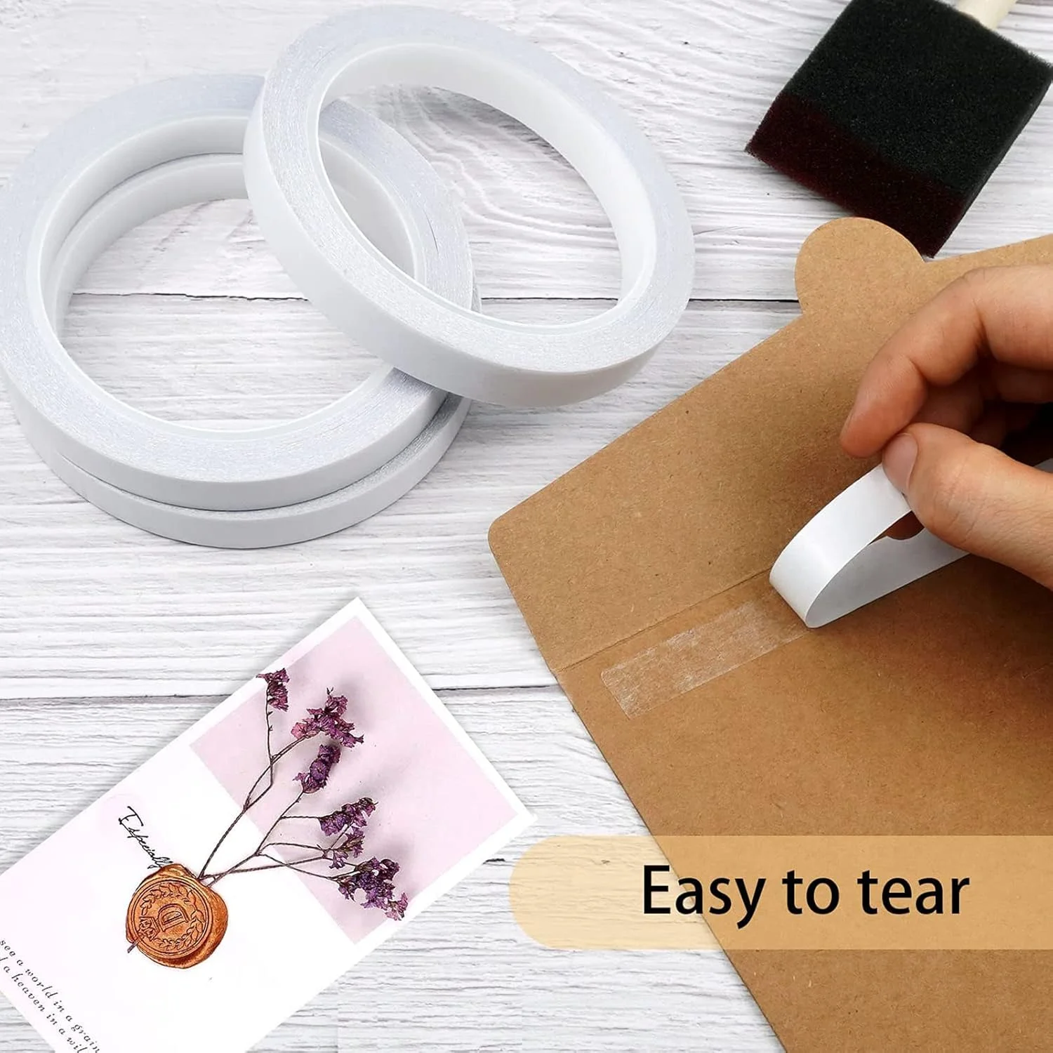 نوار چسب دو طرفه، نوار چسب دو طرفه شفاف قابل جابجایی برای هنر، صنایع دستی، عکاسی، اسکرپ بوک، قابل پاره شدن با دست، کاغذ پشتی، کارت ها، جعبه ها (10 رول) (عرض: 15 میلی متر طول کل: 80 متر)