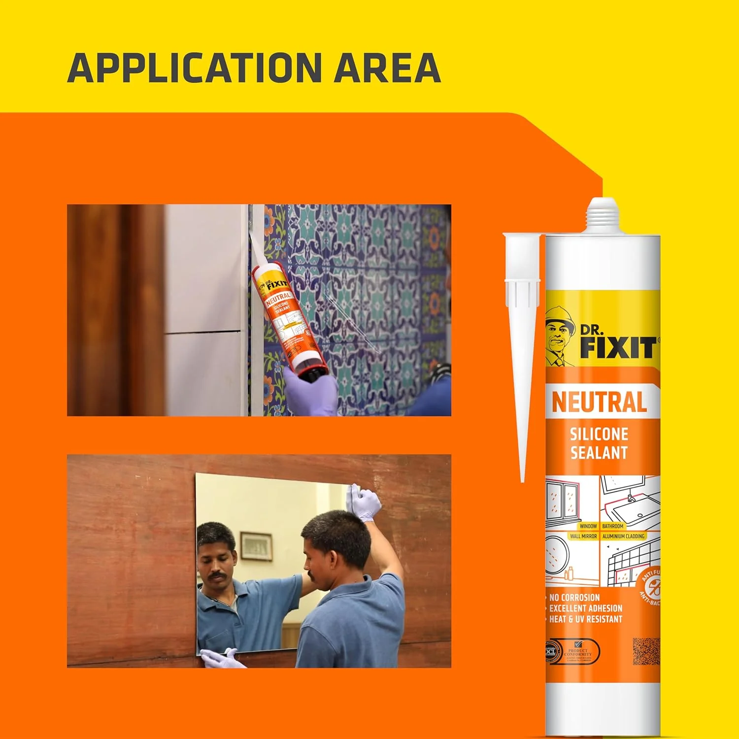 درزگیر سیلیکونی خنثی دکتر فیکست شفاف 280 میلی لیتر – چسب با عملکرد بالا و بدون بو برای فلز، پلاستیک، شیشه و مصالح ساختمانی | ضد آب و مقاوم در برابر آب و هوا | ایده آل برای استفاده در محیط های داخلی و خارجی