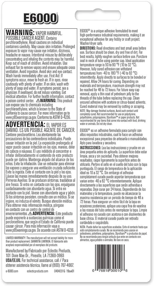 چسب صنایع دستی E6000، حجم 110 میلی لیتر