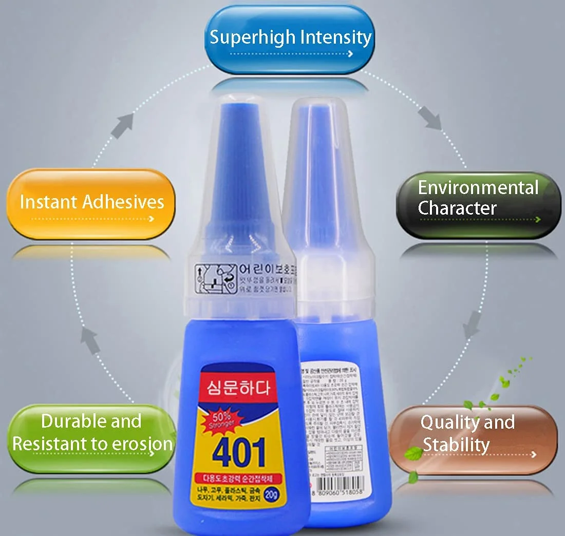 چسب قطره ای فوری 401 ELEpure، مناسب برای ساخت زیورآلات، چسب انعطاف پذیر کاملا شفاف برای چرم، چوب، فلز، پلاستیک و لاستیک (20 گرمی)