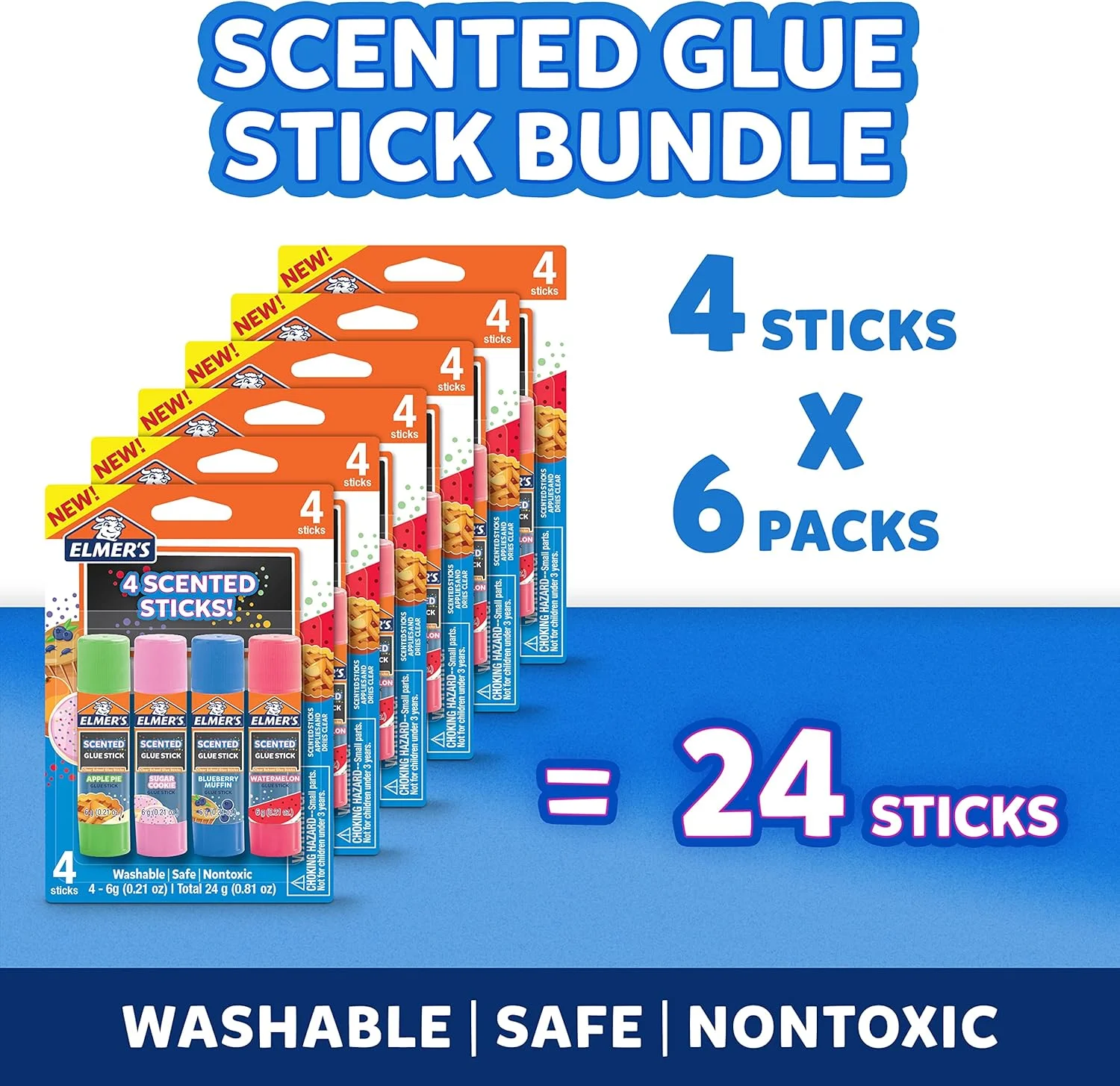 چسب ماتیکی معطر المر، 6 گرمی، قابل شستشو، 6 بسته 4 عددی (در مجموع 24 عدد)