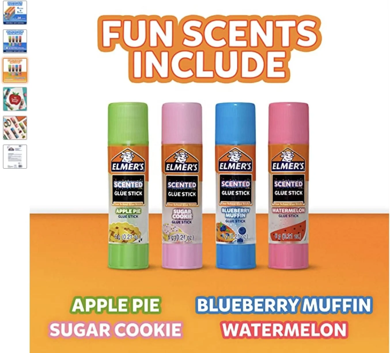 چسب ماتیکی معطر المر، 6 گرمی، قابل شستشو، 6 بسته 4 عددی (در مجموع 24 عدد)