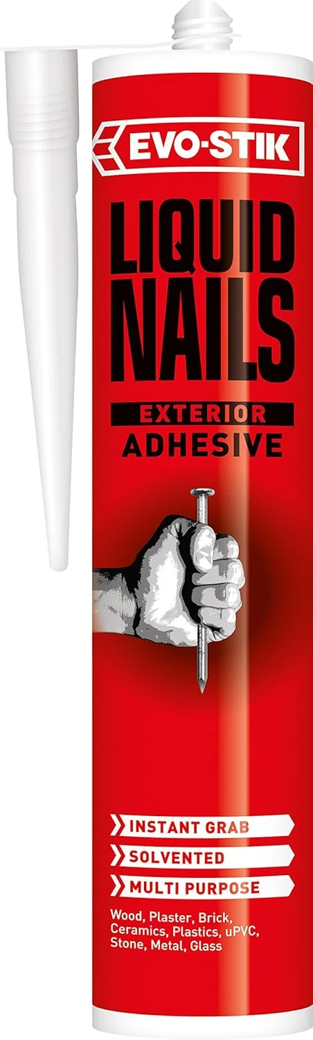 چسب ساختمانی قوی EVO-STIK Liquid Nails - چسب فوق العاده قوی برای مصارف داخلی و خارجی، سفید، 290 میلی لیتر. مقاوم در برابر آب و هوا برای چوب، MDF، آینه، PVC، سنگ و پانل