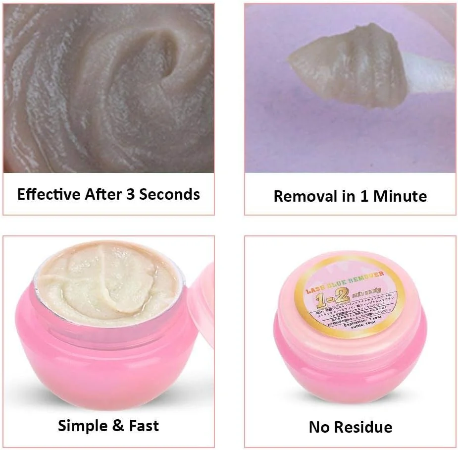 کرم پاک کننده چسب اکستنشن مژه مصنوعی 5 گرمی، حرفه ای، فوق العاده سریع، انحلال چسب مژه، استفاده آسان، بدون آسیب به مژه های طبیعی