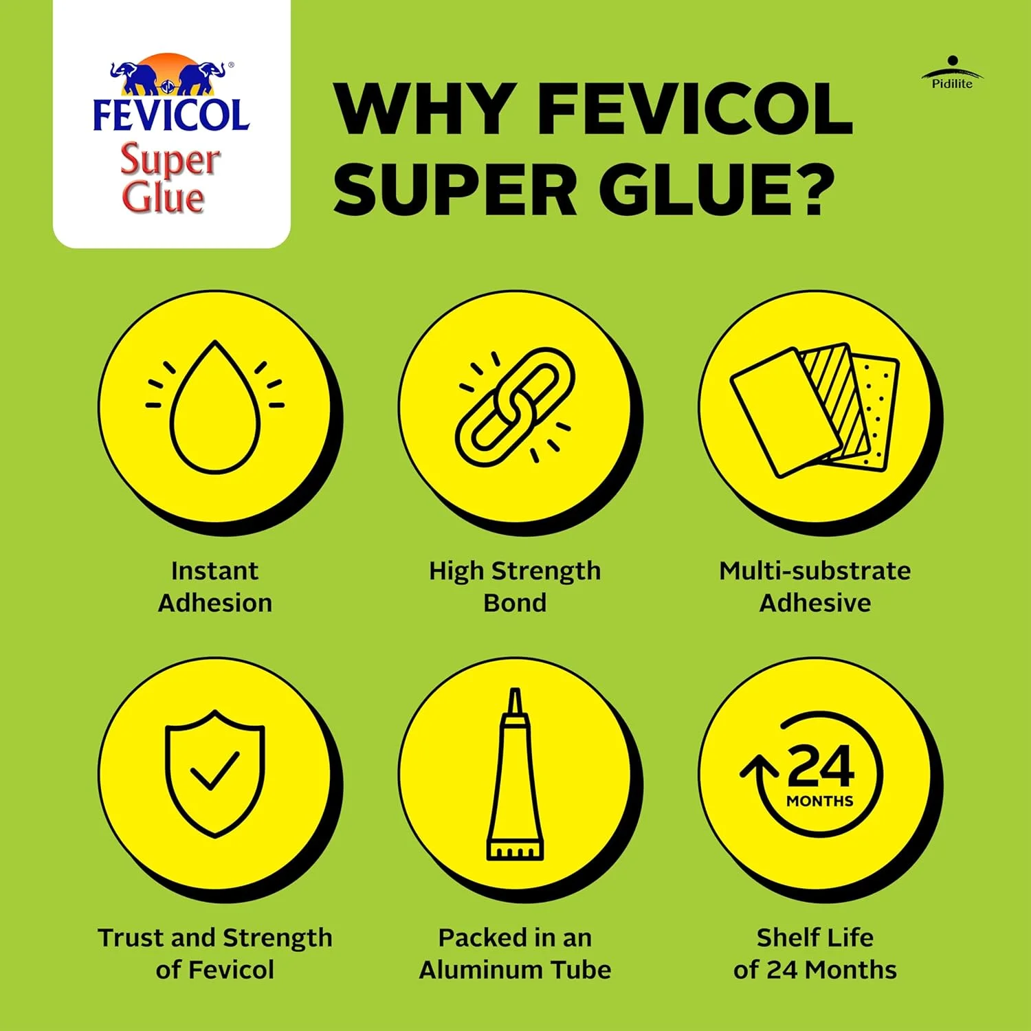 چسب قطره ای فوری فِویکول، 3 گرمی، بسته 12 عددی | چسب چند منظوره فوری برای استفاده روی چوب، سرامیک، شیشه، چرم، پلاستیک و صنایع دستی