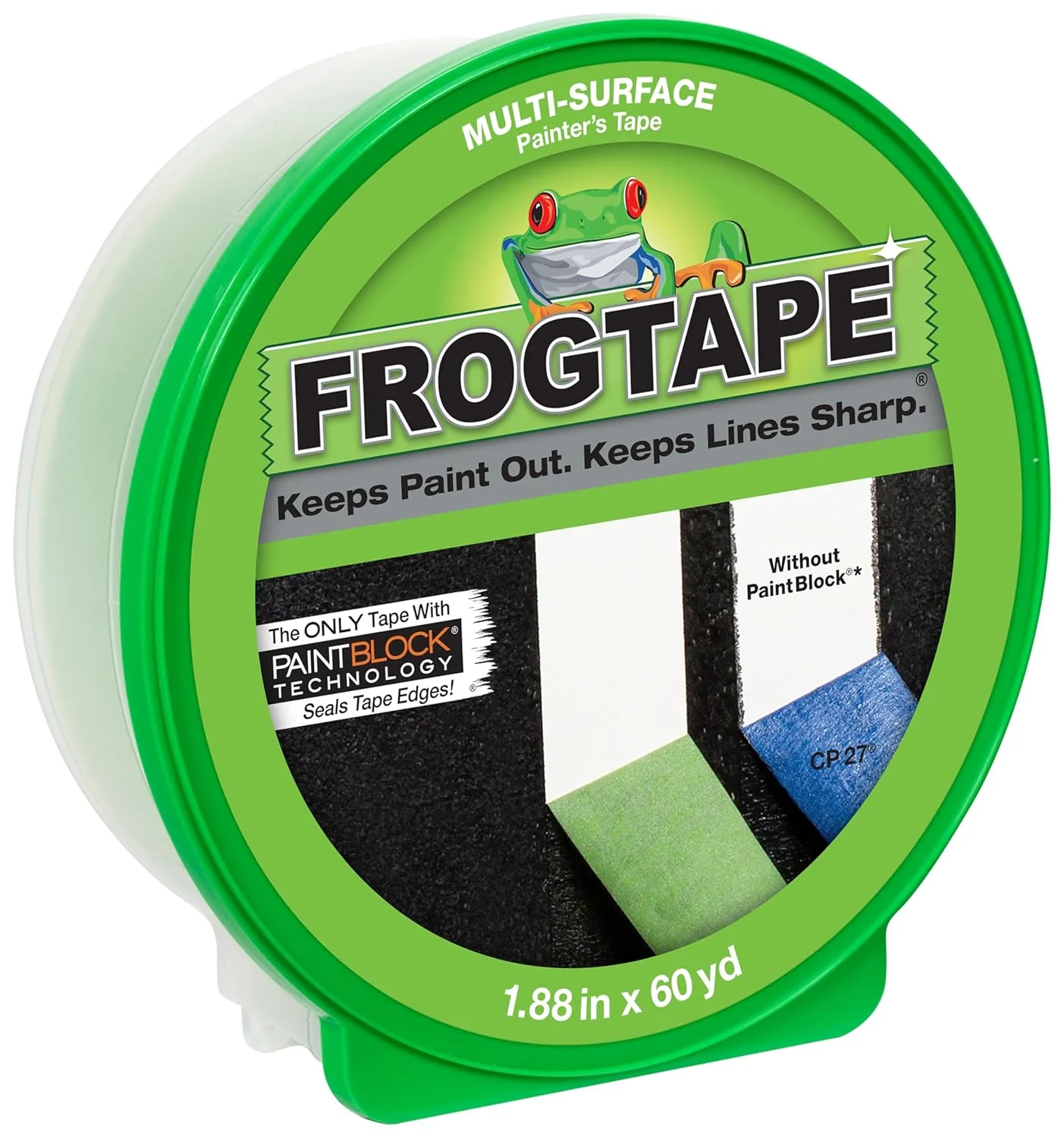 نوار نقاشی چند سطحی FROGTAPE با فناوری PAINTBLOCK، چسبندگی متوسط، عرض 4.77 سانتی متر در طول 54.8 متر، سبز (1358464)