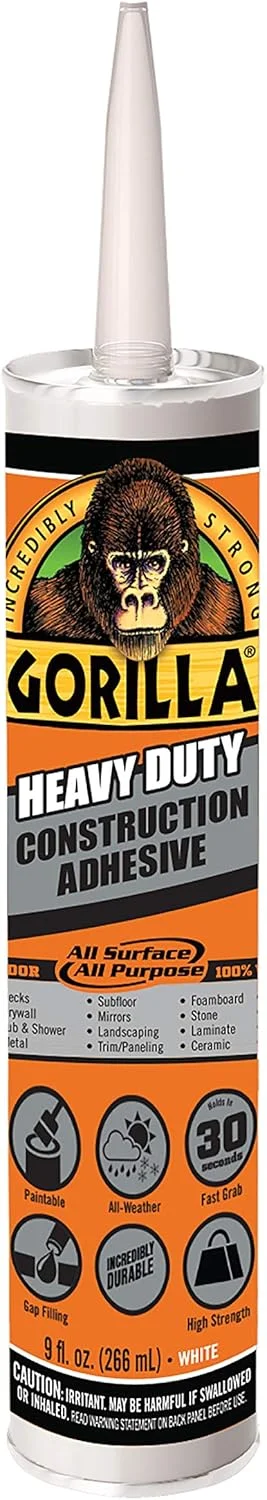چسب ساختمانی سنگین گوریلا، کارتریج 9 اونسی، سفید