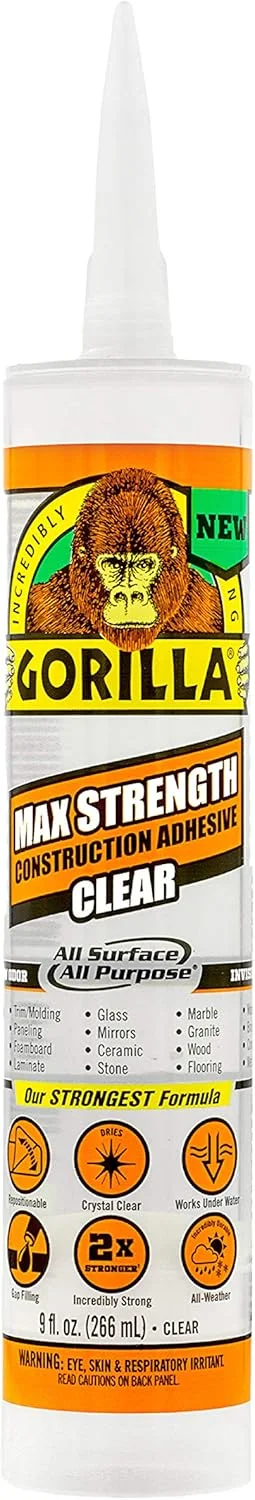 چسب ساختمانی شفاف با قدرت فوق العاده گوریلا، کارتریج 9 اونسی، شفاف، (بسته 1 عددی)