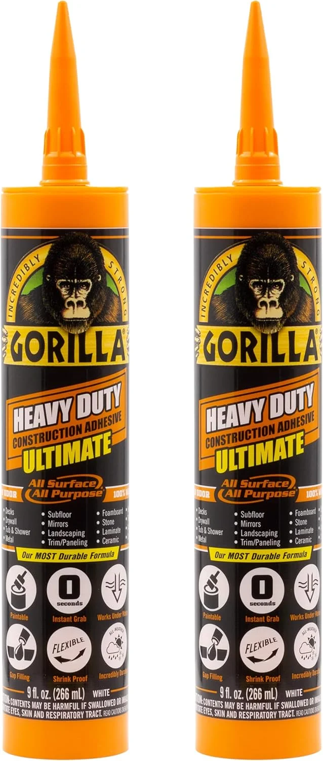 چسب ساختمانی بسیار قوی گوریلا، کارتریج 9 اونسی، سفید، (بسته 2 عددی)