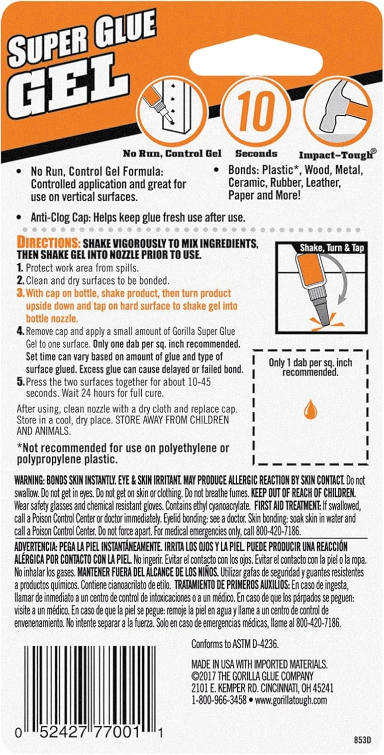 چسب قطره ای ژله ای گوریلا، 20 گرم، شفاف، (بسته 1 عددی)